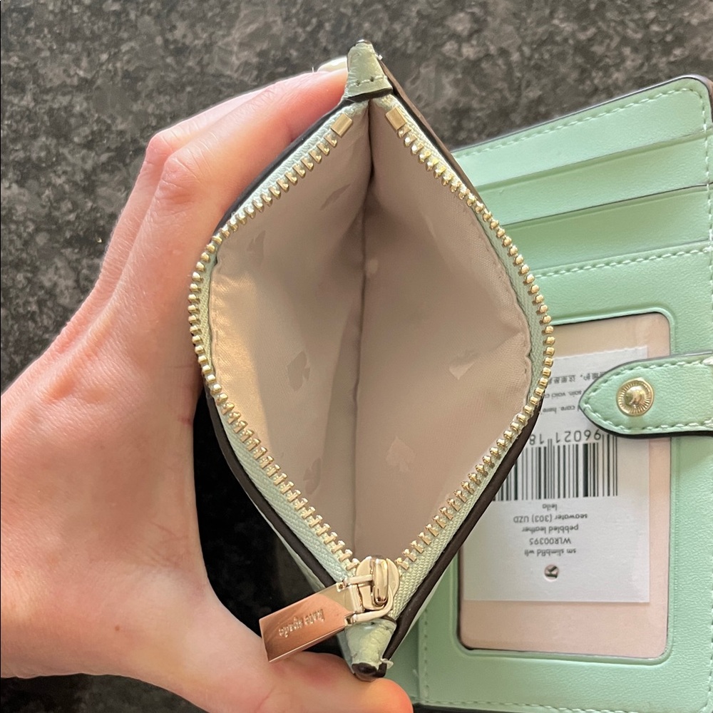 kate spade New York Light Mint Leather Zip Card Case - Picture 3 of 4